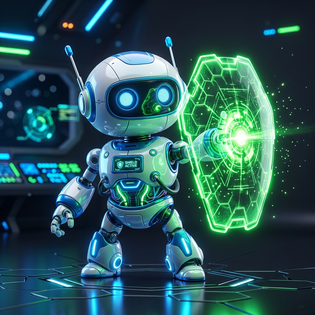 Futuristic Robot with Shield